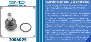 ROTULA DE SUSPENSION CHRYSLER-DODGE-HYUNDAI DODGE I 10 1006025-SYD