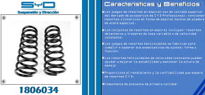 RESORTE PARA SUSPENSION CHRYSLER-DODGE-HYUNDAI RAM 3500 PICK-UP 1806034-SYD