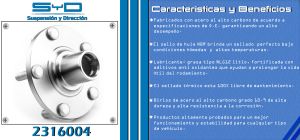 MAZA PARA RUEDA NISSAN ALTIMA 2316004-SYD