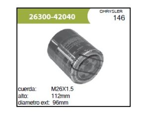 FILTRO PARA ACEITE CHRYSLER-DODGE-HYUNDAI H100 26300-42040-ASIA
