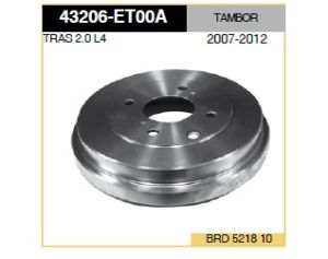 TAMBOR DE FRENO NISSAN CUBE 43206-ET00A-ASIA