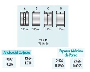 METALES DE BANCADA CHEVROLET-GMC-BUICK-CADILLAC ASTRO 4C1454-020