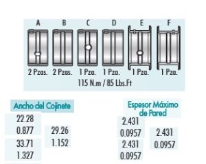METALES DE BANCADA CHRYSLER-DODGE-HYUNDAI D-100 4C1701-030