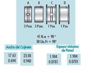 METALES DE BANCADA CHRYSLER-DODGE-HYUNDAI CARAVAN 4C1946-010
