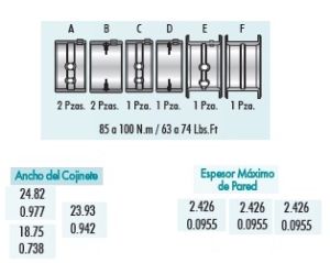 METALES DE BANCADA CHEVROLET-GMC-BUICK-CADILLAC ALERO 4C2037-030