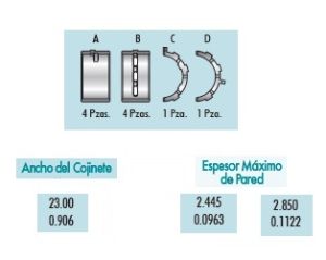 METALES DE BANCADA FORD-LINCOLN-MERCURY EDGE 4C9044-030
